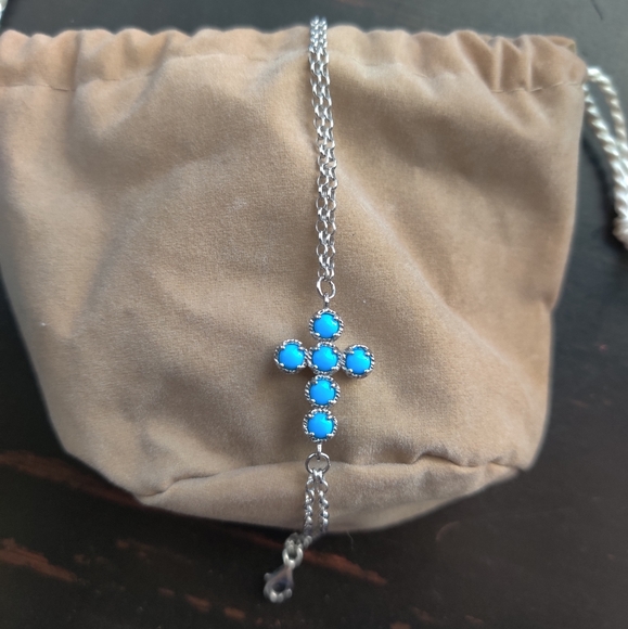 Turquoise Cross Bracelet - Picture 2 of 2